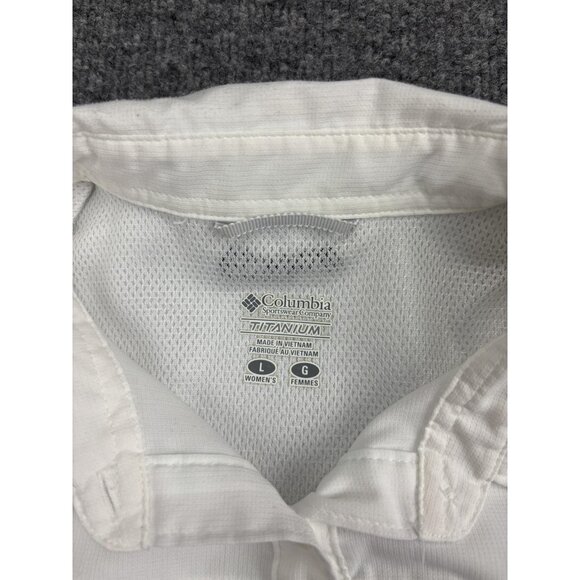 Columbia Titanium Shirt Womens Large White Omni Shade Long Sleeve Hiking Fishing - Picture 2 of 9